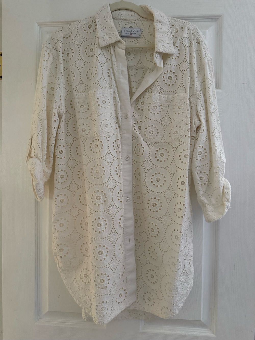 Talbots Cream Eyelet Button-Down Shirt